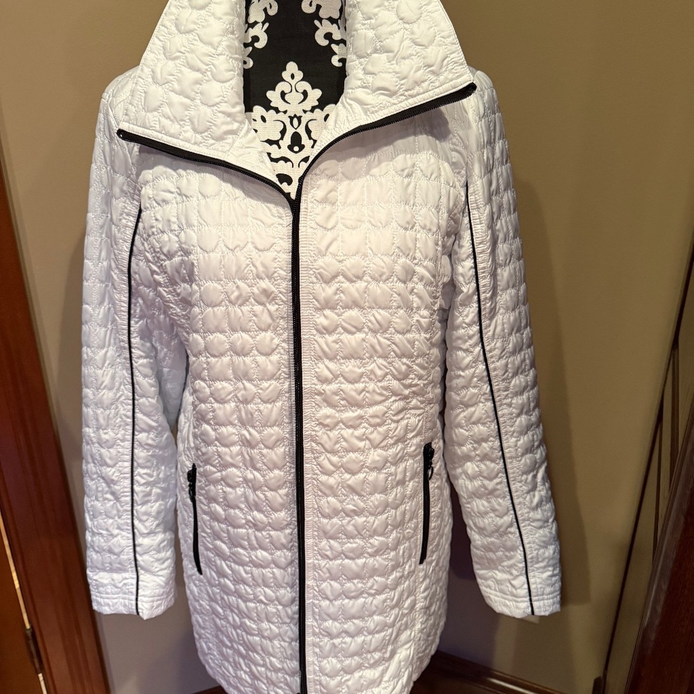 Jacket light weight white with black striping brand UBI new with tags